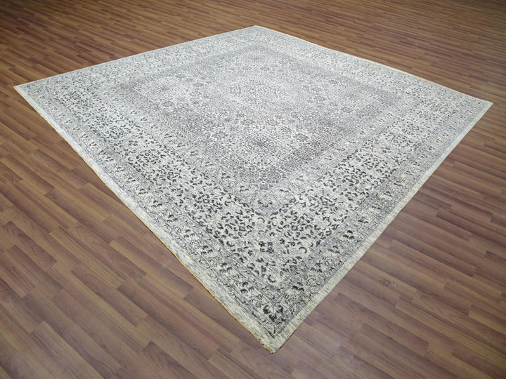 11'11" x 12'0" New Hand Knotted Ivory Wool Square Oriental Rug - MOA10279984