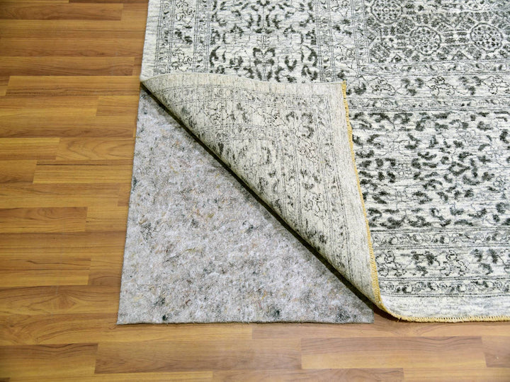11'11" x 12'0" New Hand Knotted Ivory Wool Square Oriental Rug - MOA10279984