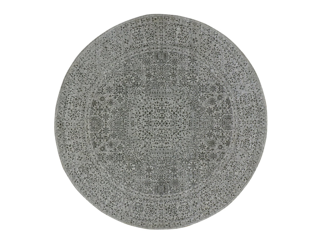 10'0" x 10'1" New Hand Knotted Ivory Wool Round Oriental Rug - MOA10279986