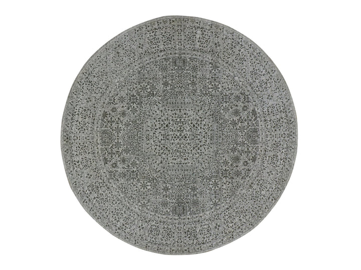 10'0" x 10'1" New Hand Knotted Ivory Wool Round Oriental Rug - MOA10279986