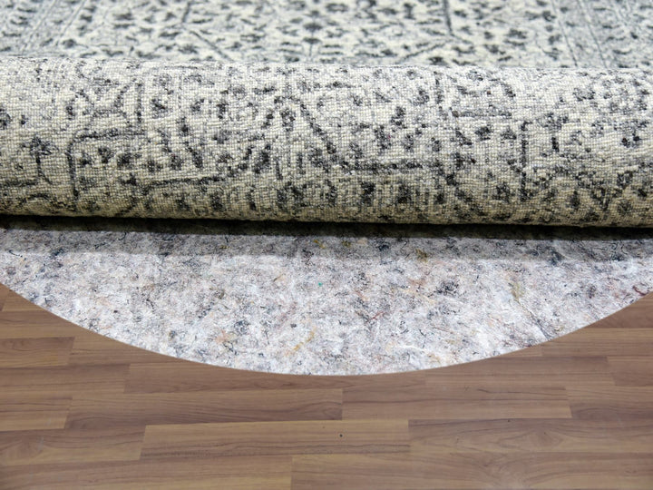 10'0" x 10'1" New Hand Knotted Ivory Wool Round Oriental Rug - MOA10279986