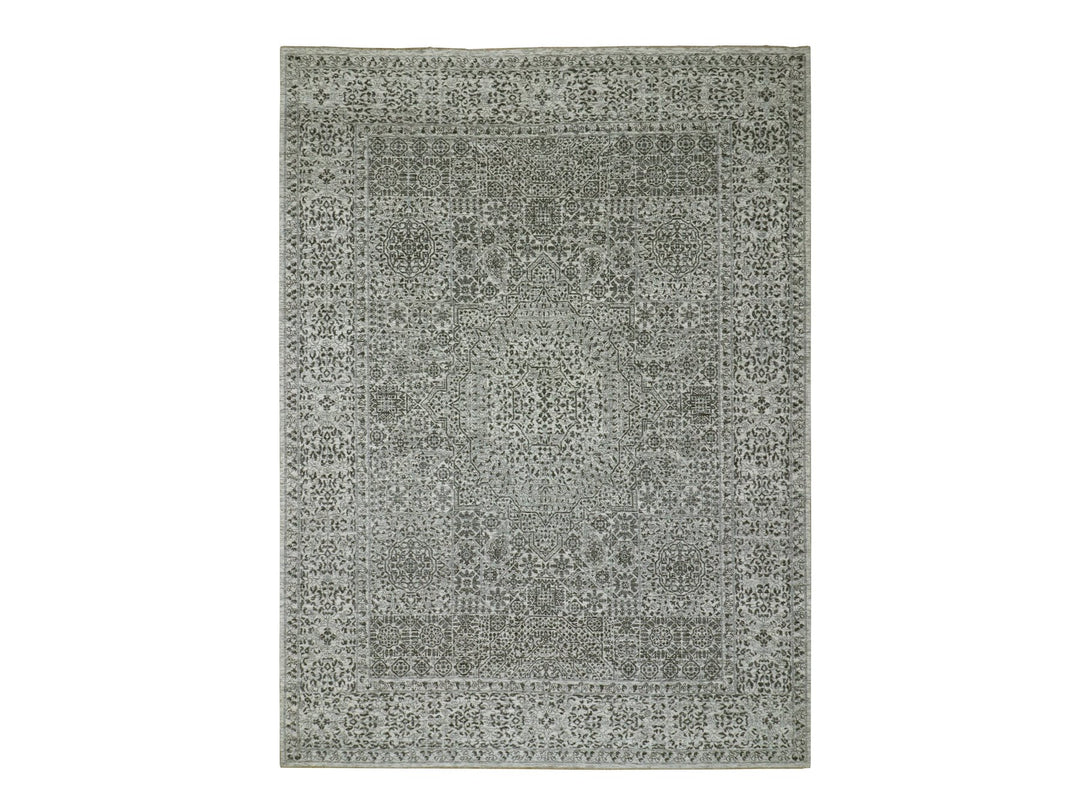 9'0" x 12'2" New Hand Knotted Ivory Wool Rectangle Oriental Rug - MOA10279987