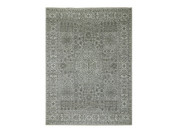 9'0" x 12'2" New Hand Knotted Ivory Wool Rectangle Oriental Rug - MOA10279987