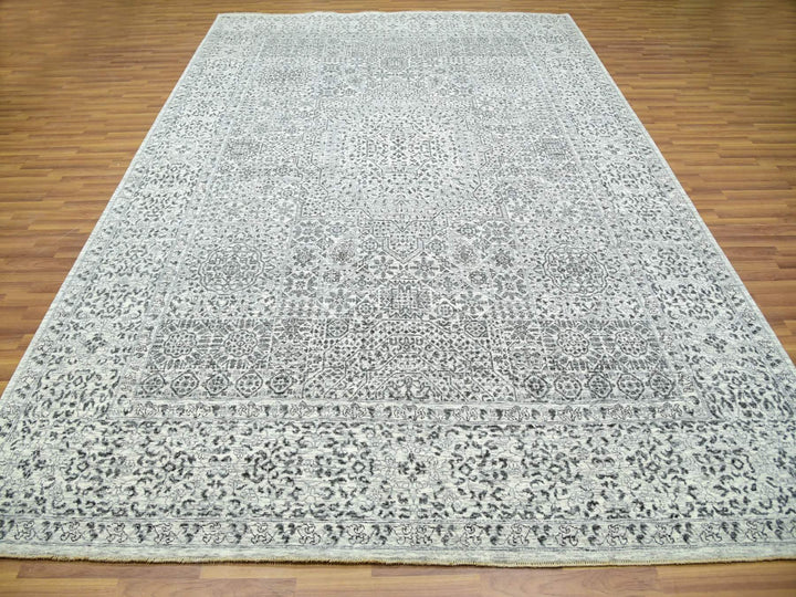9'0" x 12'2" New Hand Knotted Ivory Wool Rectangle Oriental Rug - MOA10279987