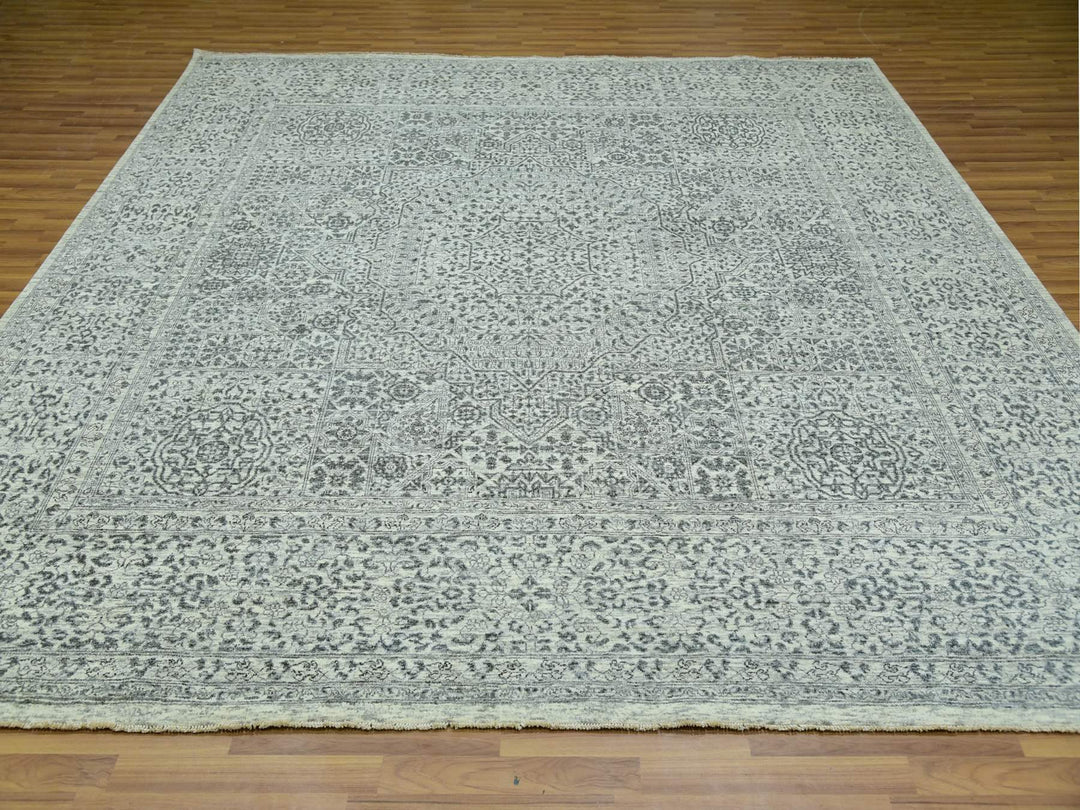 9'11" x 10'2" New Hand Knotted Ivory Wool Square Oriental Rug - MOA10279988