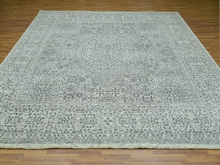 9'11" x 10'2" New Hand Knotted Ivory Wool Square Oriental Rug - MOA10279988