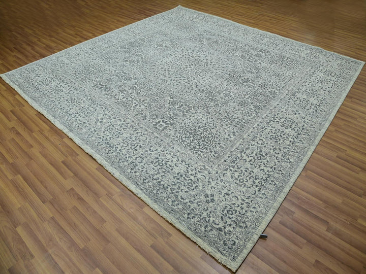 9'11" x 10'2" New Hand Knotted Ivory Wool Square Oriental Rug - MOA10279988