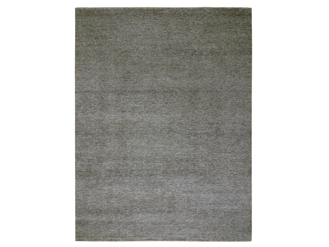 9'2" x 12'0" New Hand Knotted Grey Wool Rectangle Oriental Rug - MOA10279989