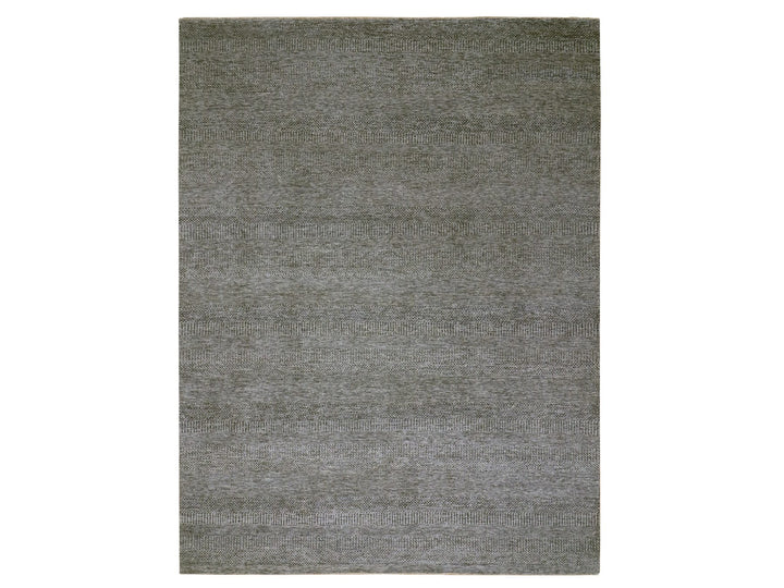9'2" x 12'0" New Hand Knotted Grey Wool Rectangle Oriental Rug - MOA10279989