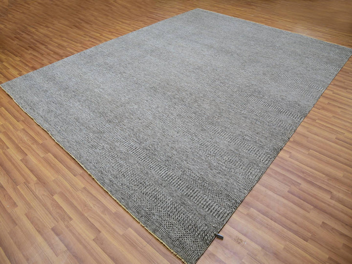 9'2" x 12'0" New Hand Knotted Grey Wool Rectangle Oriental Rug - MOA10279989
