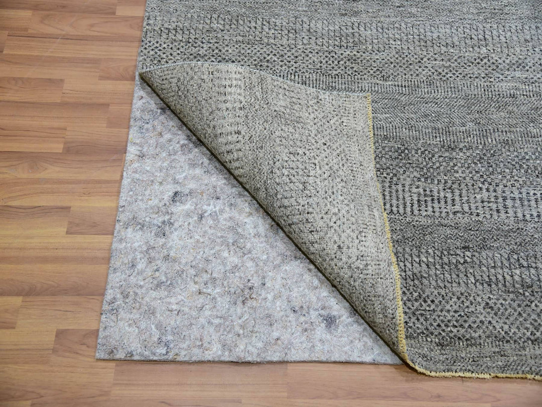 9'2" x 12'0" New Hand Knotted Grey Wool Rectangle Oriental Rug - MOA10279989