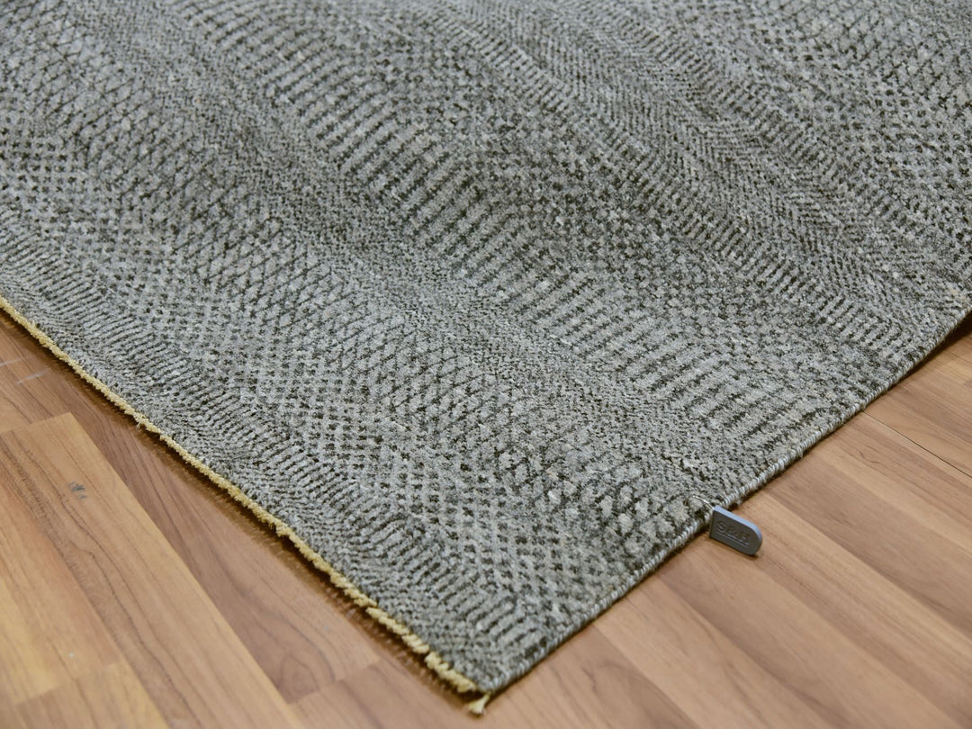 9'2" x 12'0" New Hand Knotted Grey Wool Rectangle Oriental Rug - MOA10279989