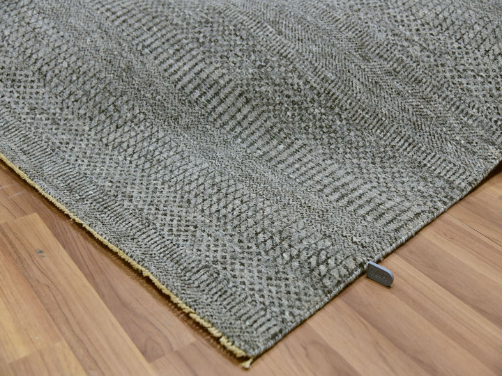 9'2" x 12'0" New Hand Knotted Grey Wool Rectangle Oriental Rug - MOA10279989