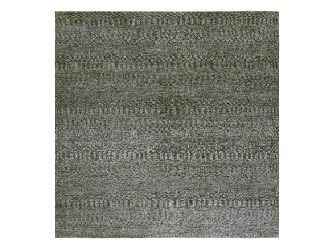 10'0" x 10'0" New Hand Knotted Grey Wool Square Oriental Rug - MOA10279990