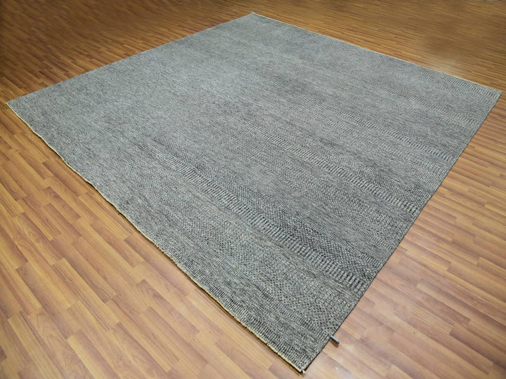 10'0" x 10'0" New Hand Knotted Grey Wool Square Oriental Rug - MOA10279990