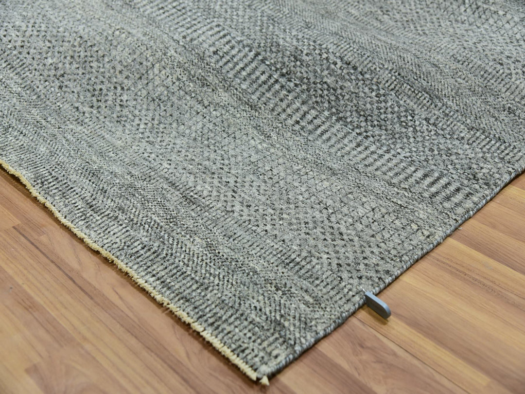 10'0" x 10'0" New Hand Knotted Grey Wool Square Oriental Rug - MOA10279990