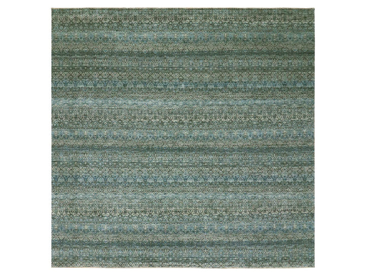 9'10" x 9'11" New Hand Knotted Blue Wool Square Oriental Rug - MOA10279992