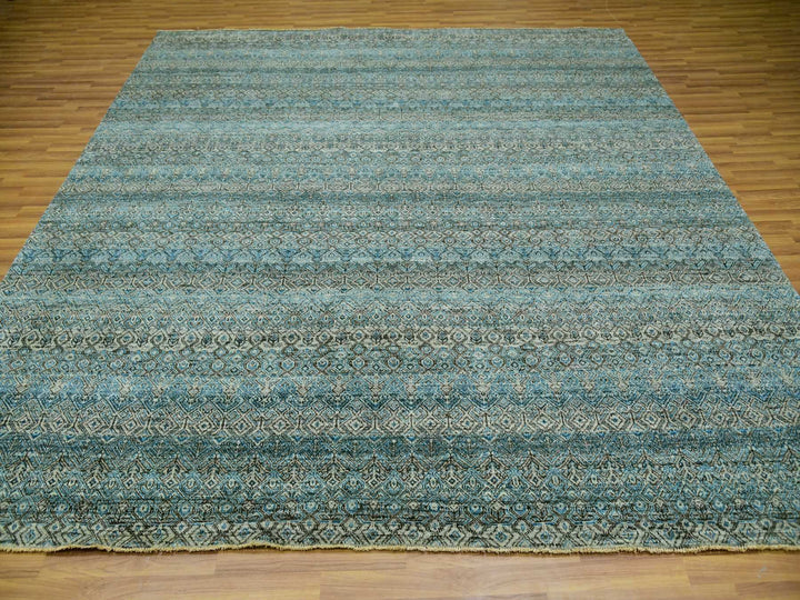 9'10" x 9'11" New Hand Knotted Blue Wool Square Oriental Rug - MOA10279992