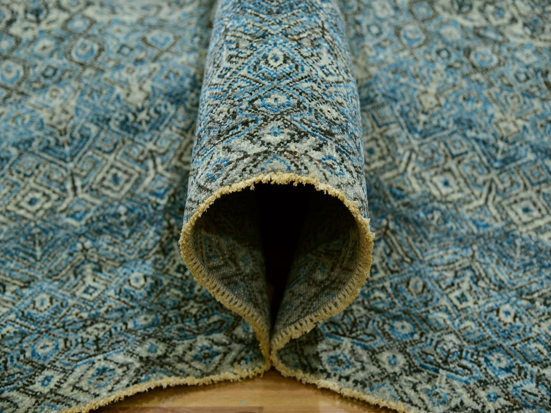 9'10" x 9'11" New Hand Knotted Blue Wool Square Oriental Rug - MOA10279992