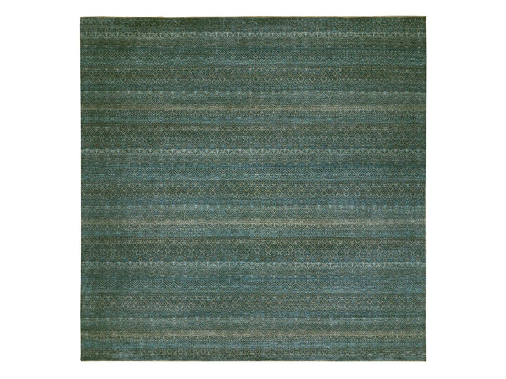 11'11" x 11'11" New Hand Knotted Blue Wool Square Oriental Rug - MOA10279995
