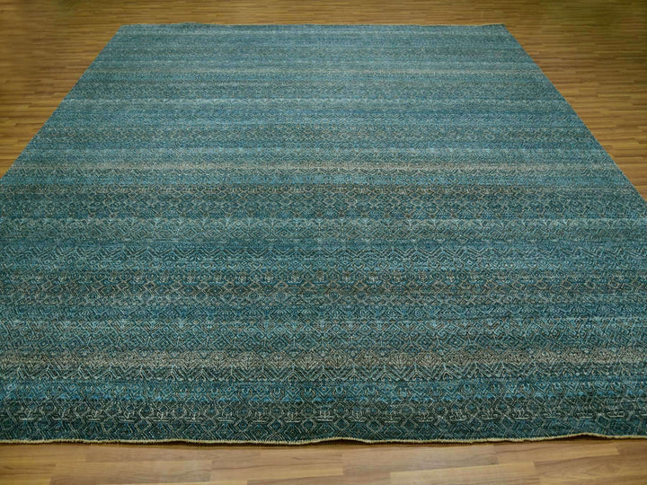 11'11" x 11'11" New Hand Knotted Blue Wool Square Oriental Rug - MOA10279995