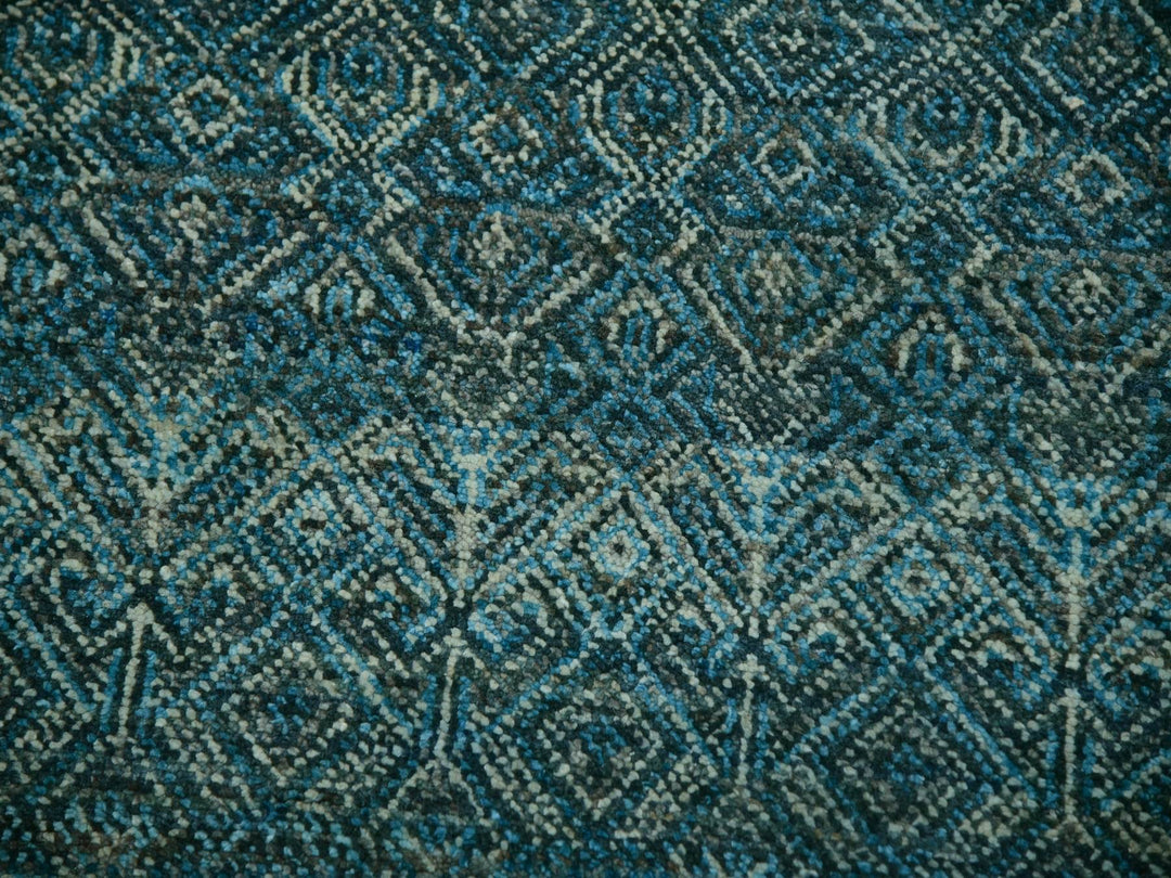 11'11" x 11'11" New Hand Knotted Blue Wool Square Oriental Rug - MOA10279995