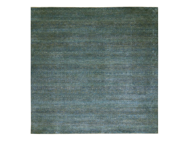 12'0" x 12'0" New Hand Knotted Green Wool Square Oriental Rug - MOA10279996