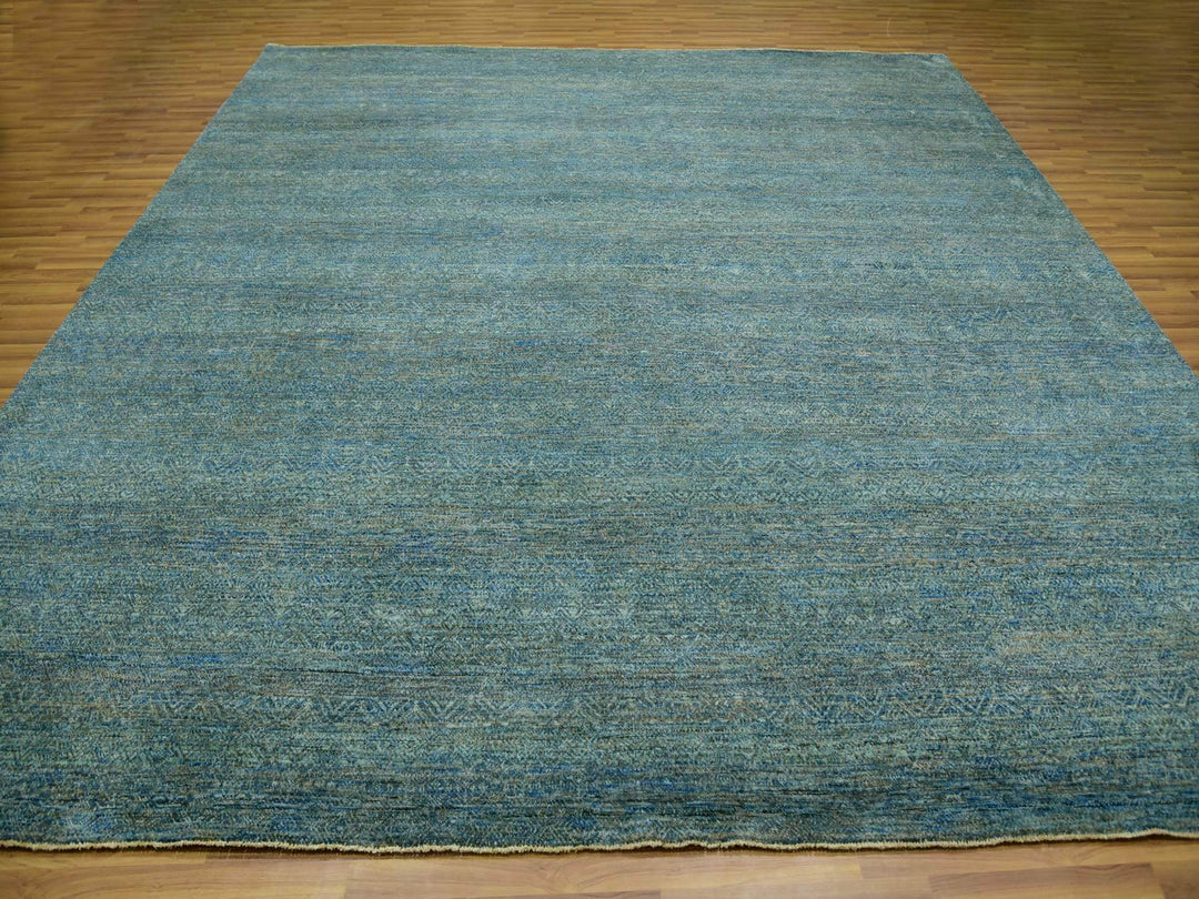 12'0" x 12'0" New Hand Knotted Green Wool Square Oriental Rug - MOA10279996