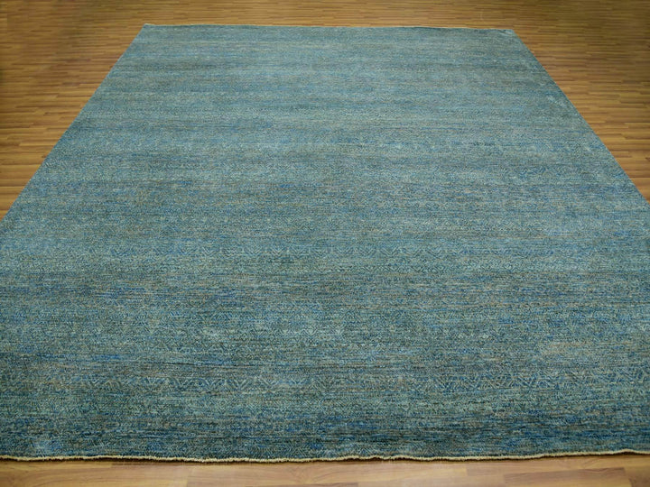 12'0" x 12'0" New Hand Knotted Green Wool Square Oriental Rug - MOA10279996