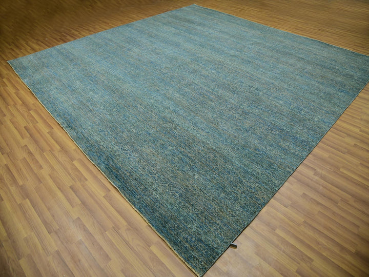 12'0" x 12'0" New Hand Knotted Green Wool Square Oriental Rug - MOA10279996