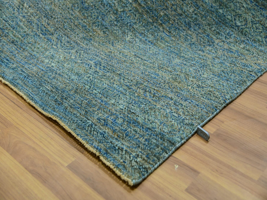 12'0" x 12'0" New Hand Knotted Green Wool Square Oriental Rug - MOA10279996