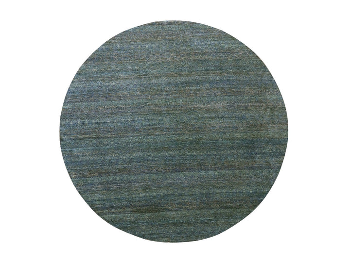 11'11" x 11'11" New Hand Knotted Green Wool Round Oriental Rug - MOA10279997