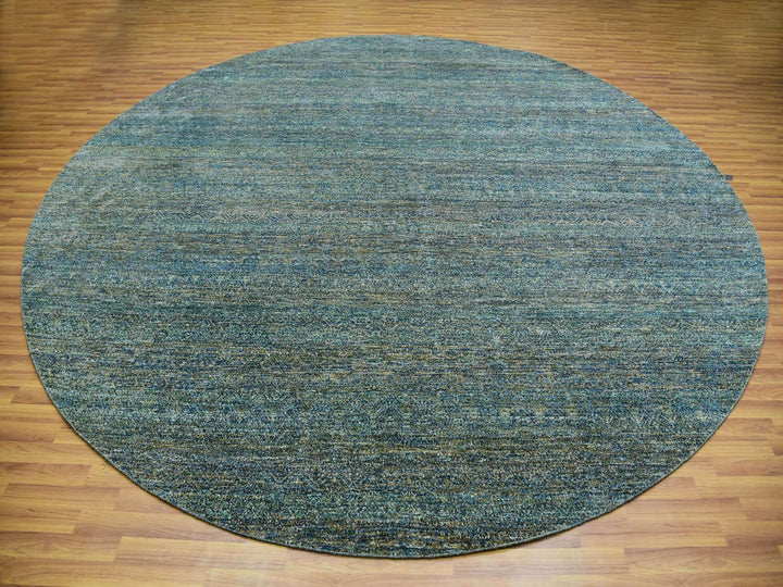 11'11" x 11'11" New Hand Knotted Green Wool Round Oriental Rug - MOA10279997