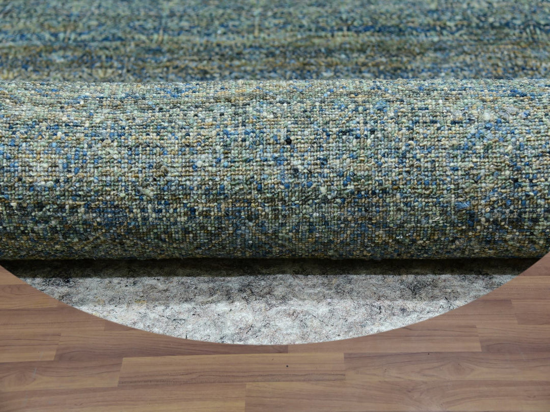 11'11" x 11'11" New Hand Knotted Green Wool Round Oriental Rug - MOA10279997