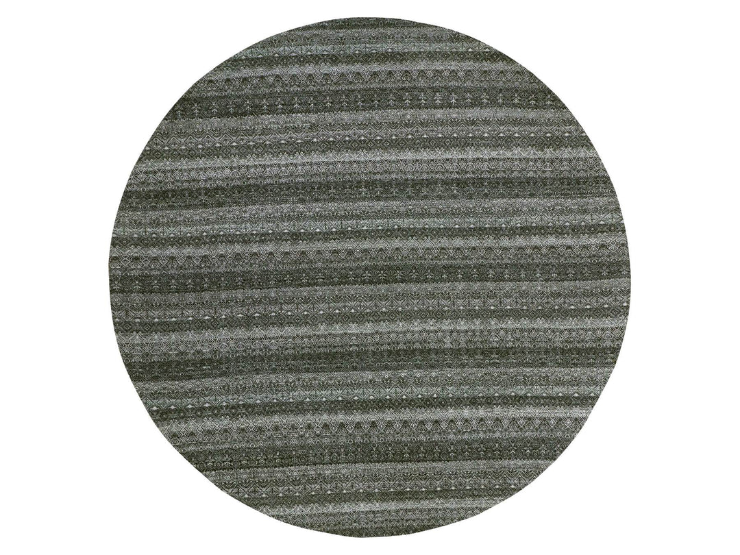 11'10" x 11'10" New Hand Knotted Grey Wool Round Oriental Rug - MOA10279999