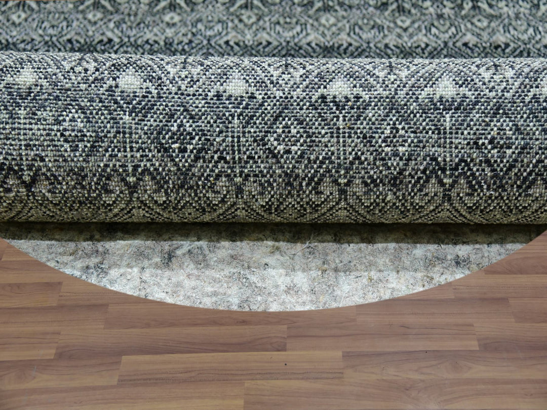 11'10" x 11'10" New Hand Knotted Grey Wool Round Oriental Rug - MOA10279999
