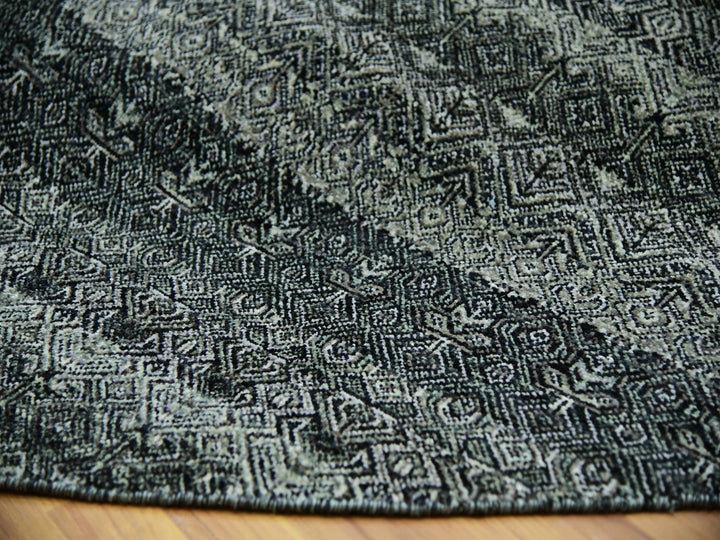 11'10" x 11'10" New Hand Knotted Grey Wool Round Oriental Rug - MOA10279999