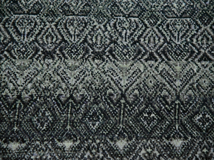 11'10" x 11'10" New Hand Knotted Grey Wool Round Oriental Rug - MOA10279999