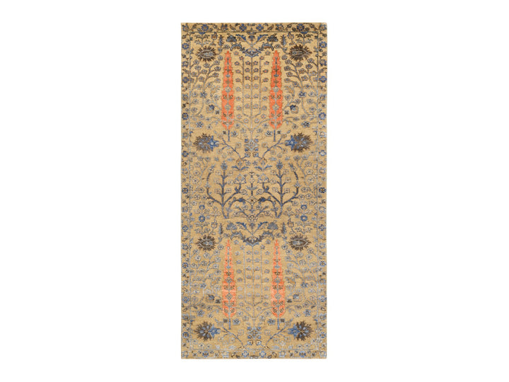 2'7" x 6'0" New Hand Knotted Brown Wool & Silk Runner Oriental Rug - MOA10280024