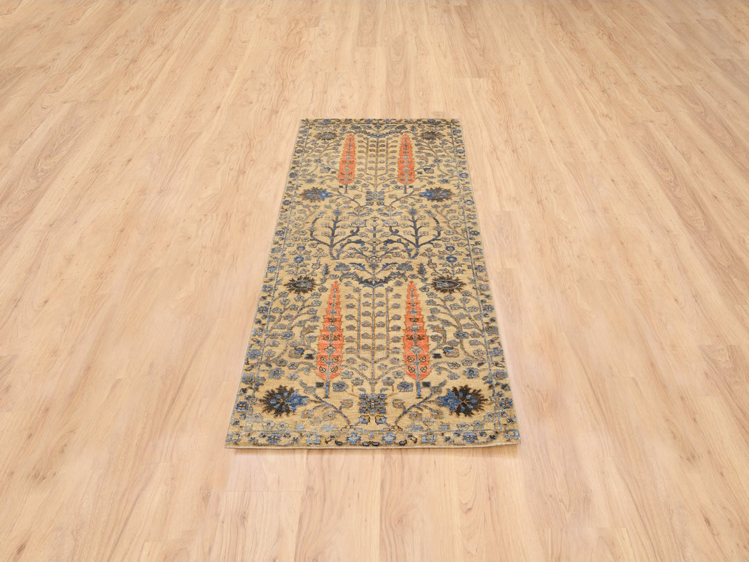 2'7" x 6'0" New Hand Knotted Brown Wool & Silk Runner Oriental Rug - MOA10280024