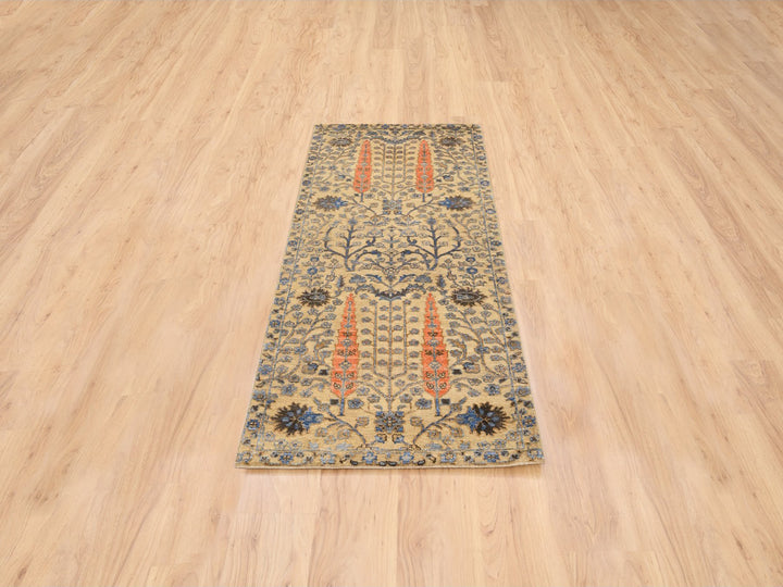 2'7" x 6'0" New Hand Knotted Brown Wool & Silk Runner Oriental Rug - MOA10280024