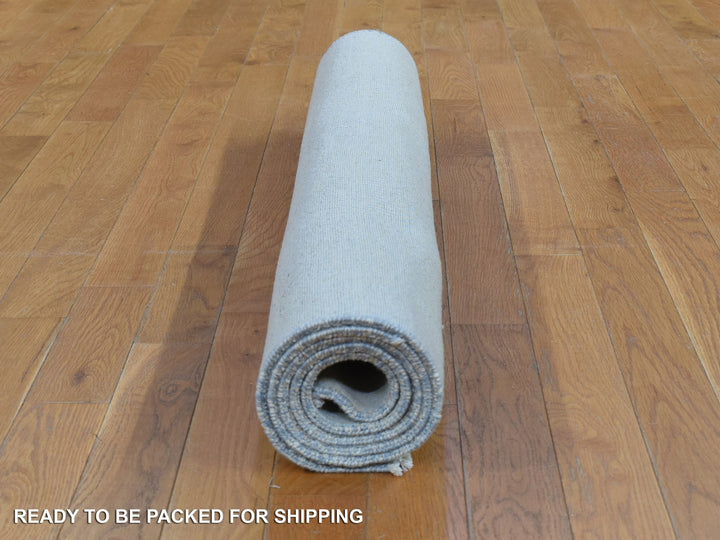 4'1" x 6'1" New Hand Knotted Ivory Wool & Silk Rectangle Oriental Rug - MOA10280039