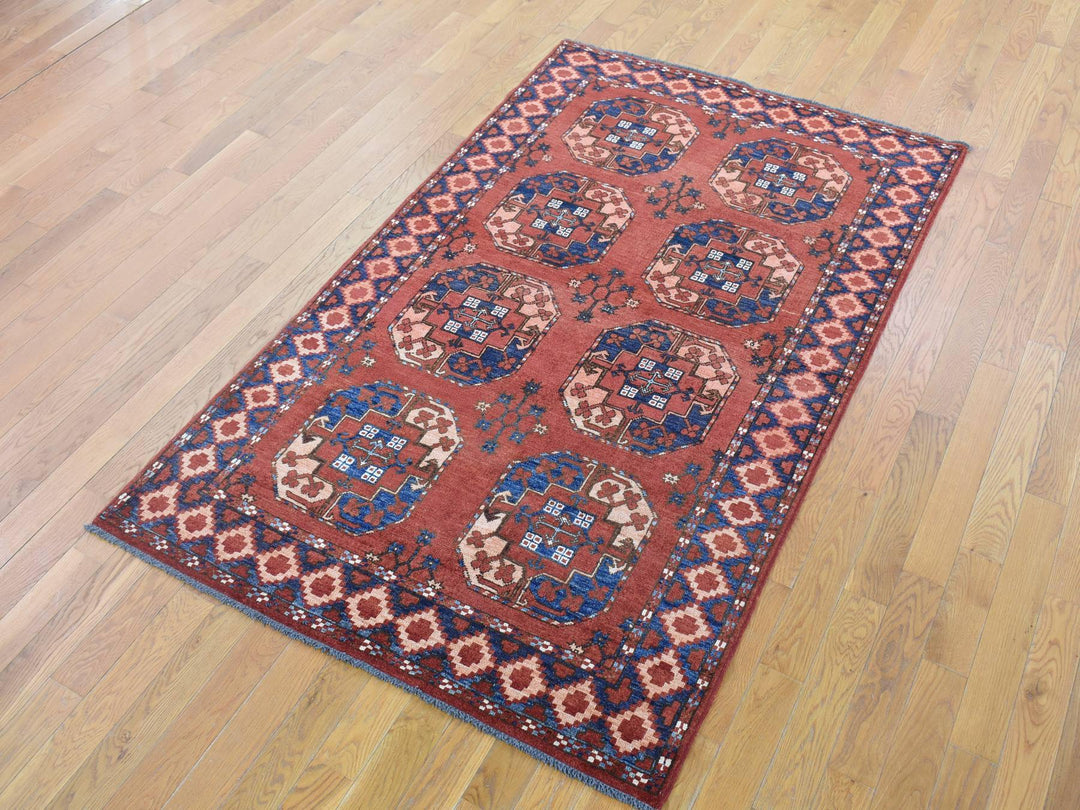 4'0" x 6'8" New Hand Knotted Red Wool Rectangle Oriental Rug - MOA10280045
