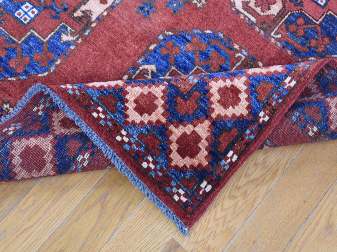 4'0" x 6'8" New Hand Knotted Red Wool Rectangle Oriental Rug - MOA10280045