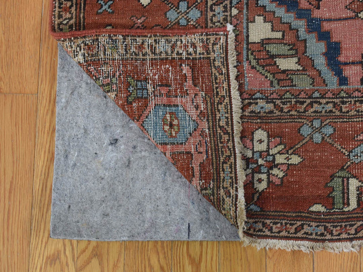 8'7" x 12'0" Vintage Hand Knotted Red Wool Rectangle Oriental Rug - MOA10280052