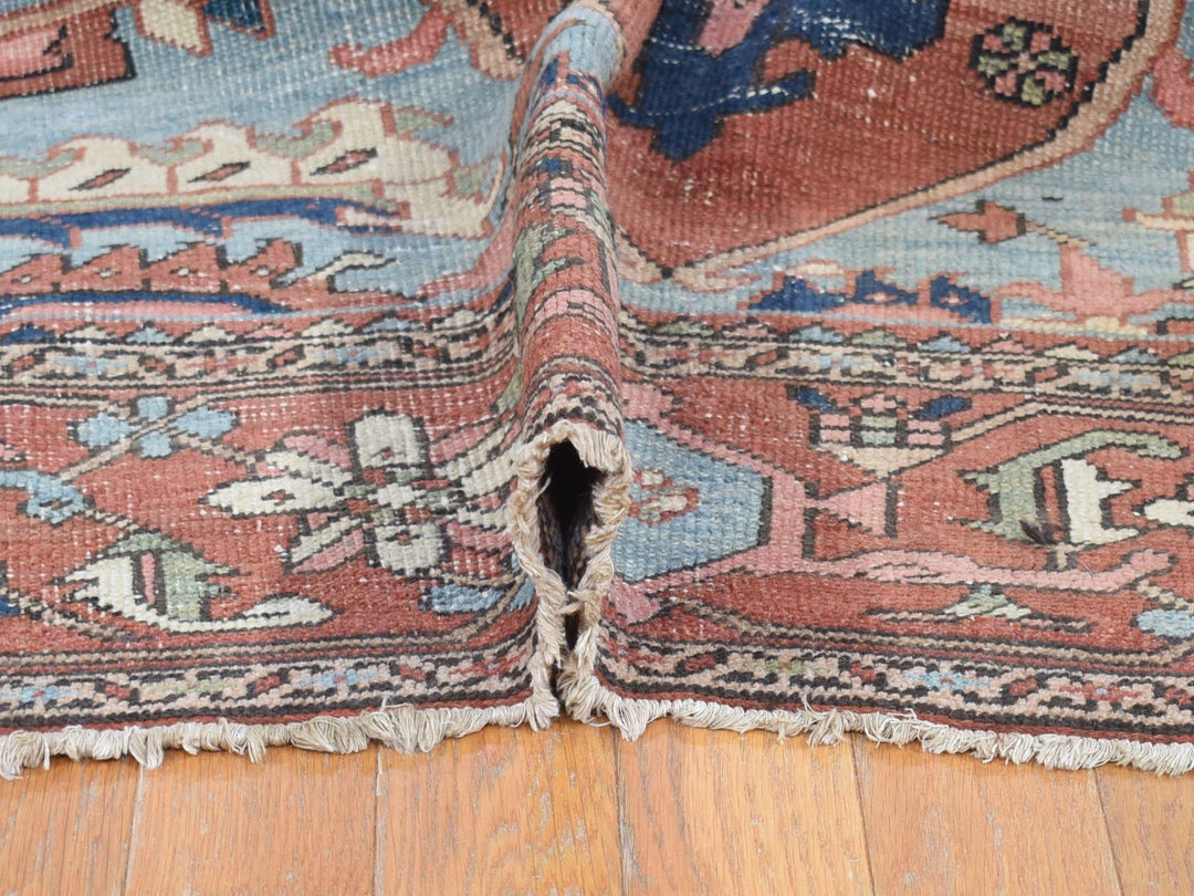 8'7" x 12'0" Vintage Hand Knotted Red Wool Rectangle Oriental Rug - MOA10280052