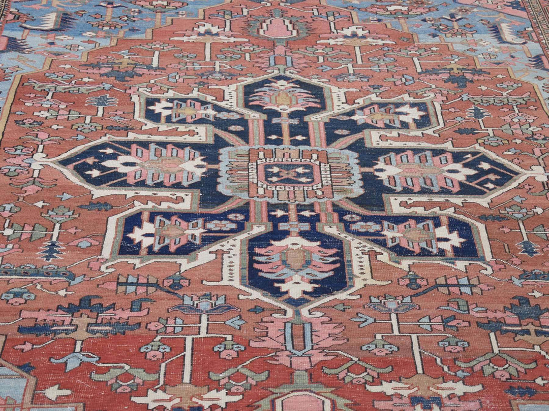 8'7" x 12'0" Vintage Hand Knotted Red Wool Rectangle Oriental Rug - MOA10280052