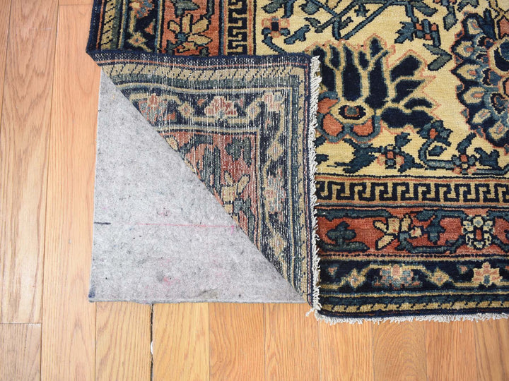 14'3" x 15'7" Vintage Hand Knotted Ivory Wool Rectangle Oriental Rug - MOA10280055