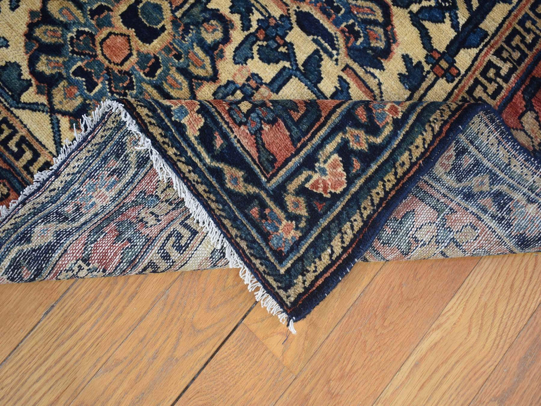 14'3" x 15'7" Vintage Hand Knotted Ivory Wool Rectangle Oriental Rug - MOA10280055