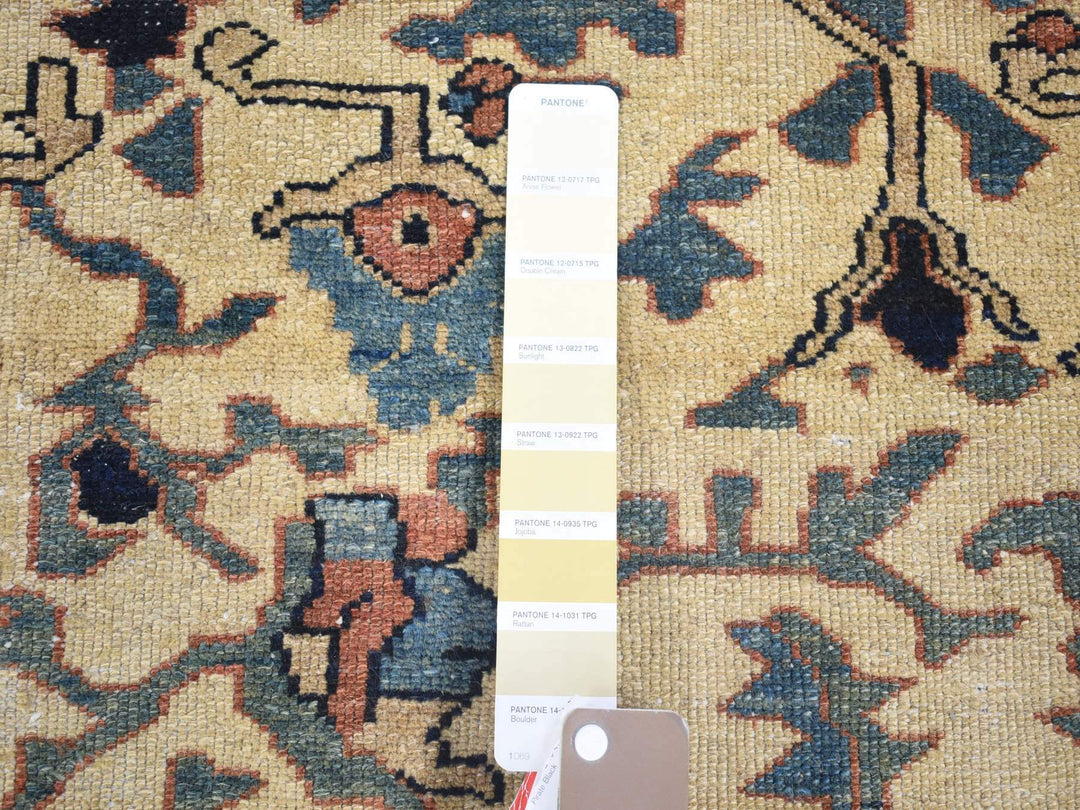 14'3" x 15'7" Vintage Hand Knotted Ivory Wool Rectangle Oriental Rug - MOA10280055